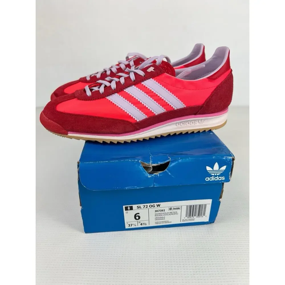 Adidas Women's SL72 OG Originals Size 6 Solar Red Lavender JH7392 Athletic New